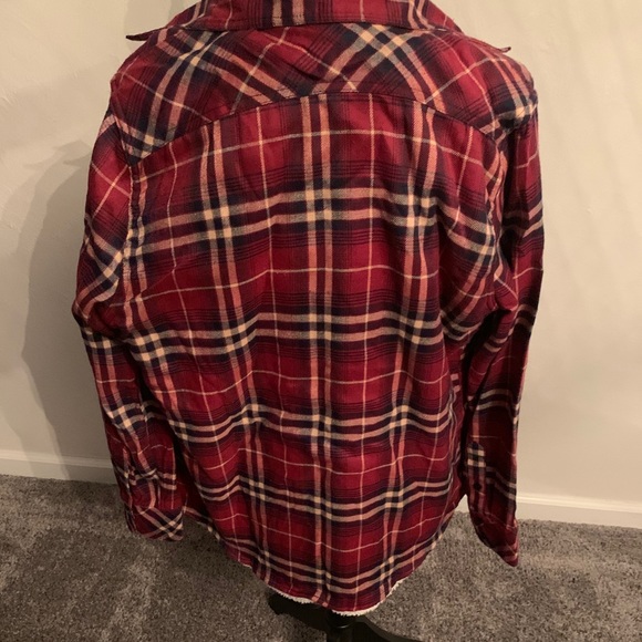 Burgundy and Navy Sherpa Lined Fleece - Picture 5 of 5